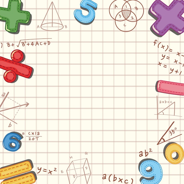 Vecteur modèle mathématique vierge avec outils et éléments mathématiques