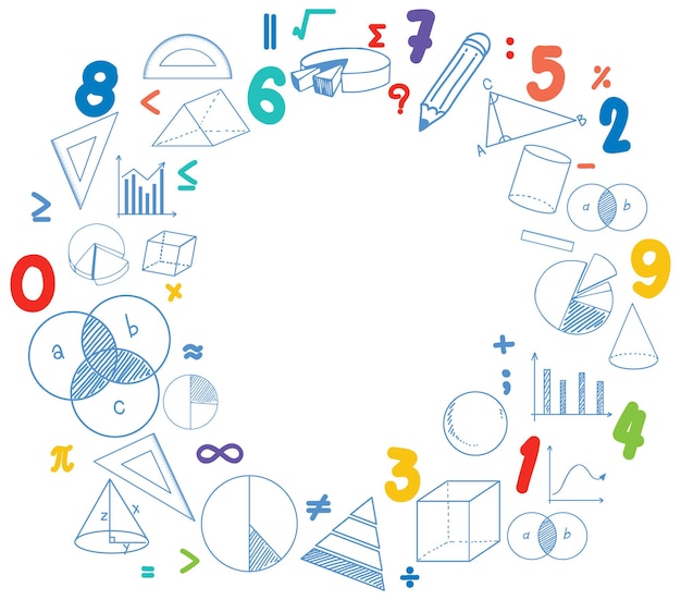 Vecteur modèle mathématique vierge avec outils et éléments mathématiques