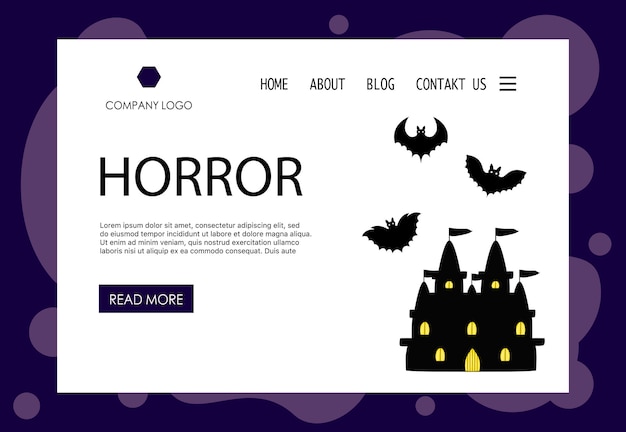 Modèle de page d'accueil pour votre site avec château d'halloween Illustration vectorielle de style dessin animé