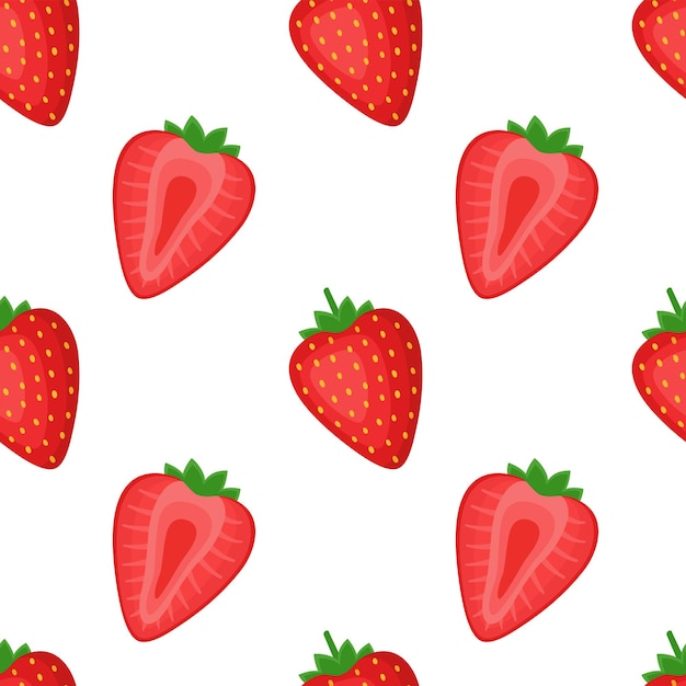 Modèle sans couture avec fraises baies entières et moitiés illustration vectorielle