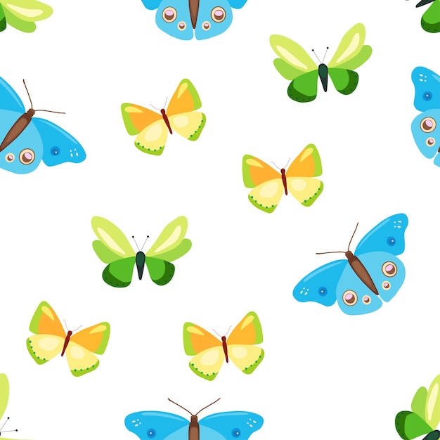 Modèle sans couture avec des papillons colorés Illustration vectorielle dans un style plat