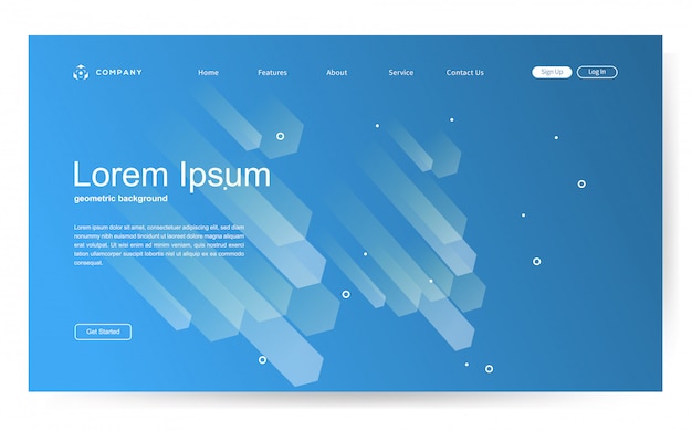 Vecteur modèle de site web avec fond de forme géométrique