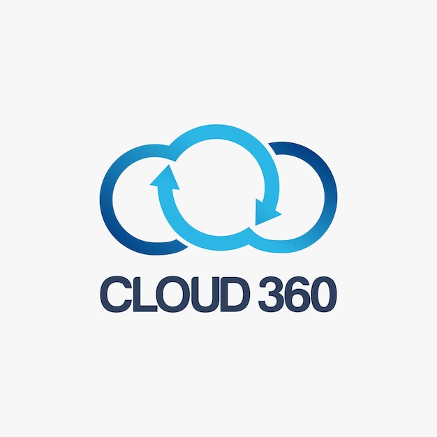 Modèle de vecteur d'icône de logo de nuage à 360 degrés sur fond blanc