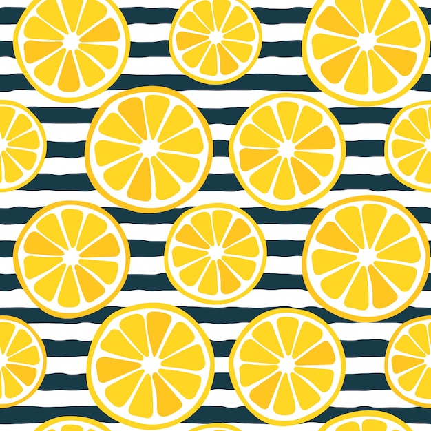 Motif de tranches de citron sans couture avec des rayures sombres