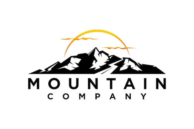 Mountain and Sun Rays Mount Peak Hill Nature Landscape view for Adventure Outdoor logo