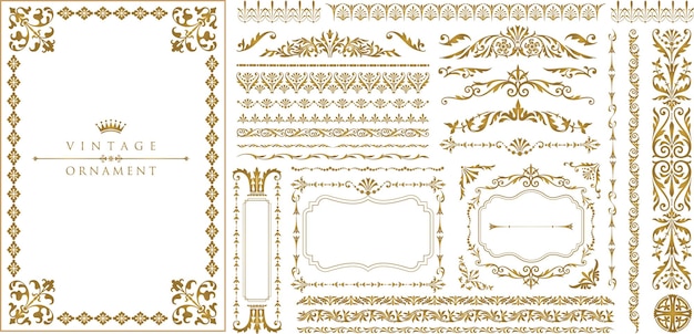 Vecteur ornement vintage et bordures de cadre