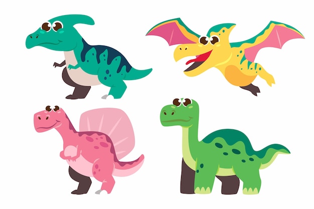 Pack illustré de dessin animé bébé dinosaure