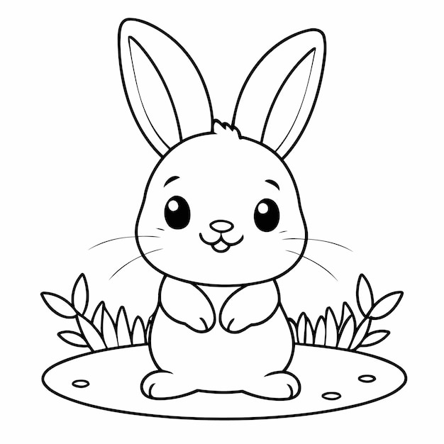 Vecteur page de coloriage de lapin d'illustration vectorielle mignonne pour les enfants