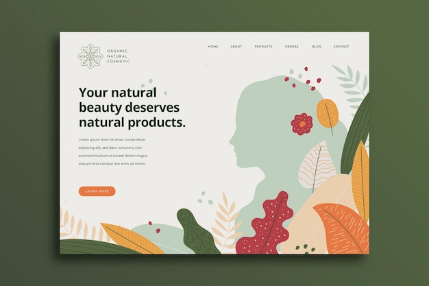 Page de destination des cosmétiques nature