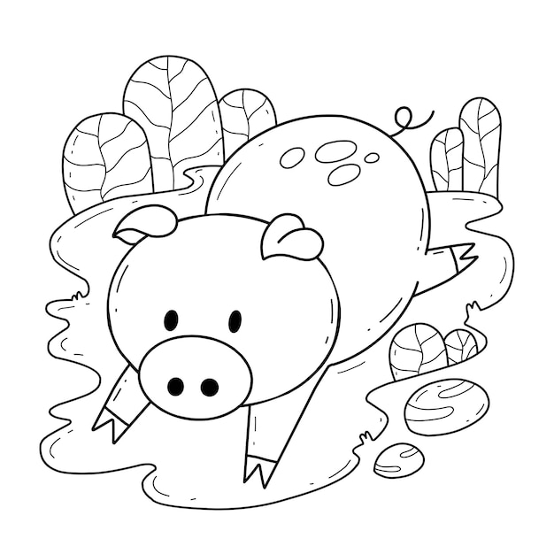 page de livre de coloriage illustration cochon