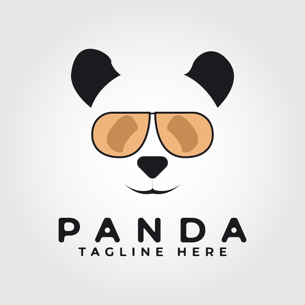 Panda avec illustration vectorielle de lunettes logo design