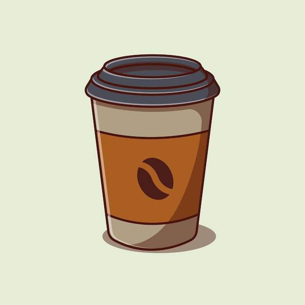 Paquet d'illustration de dessin animé de café Tasse de café chaud avec illustration vectorielle de logo de café en grains