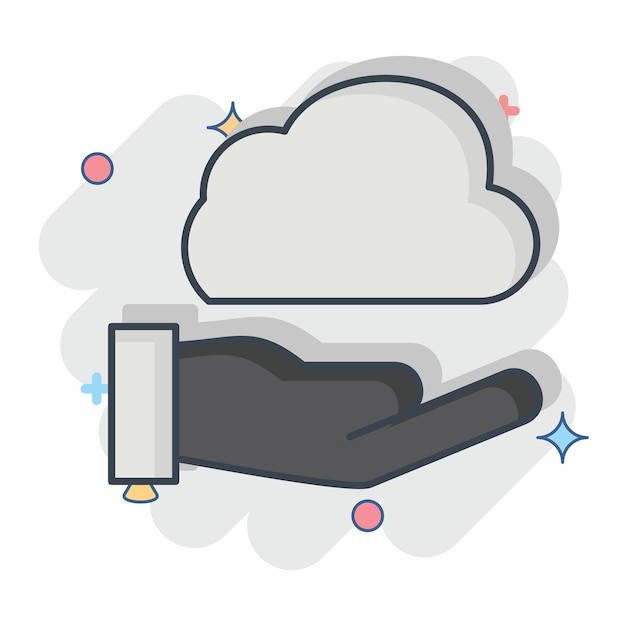 Partage d'icônes Cloud lié à la craie de symbole de réseau Illustration simple de style