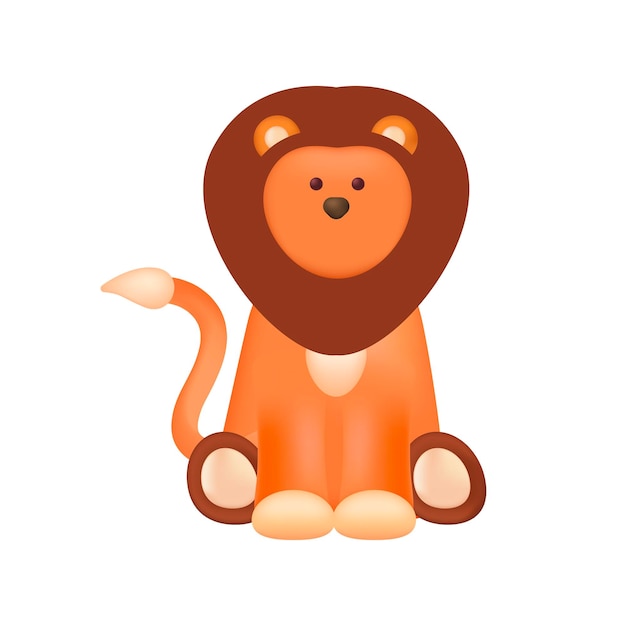 Personnage de lion mignon comme illustration 3D de jouet pour enfants