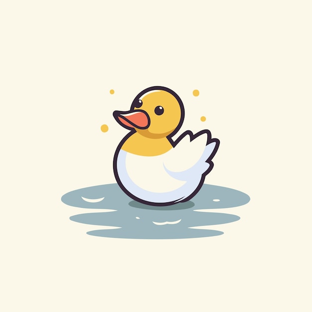 Vecteur petit canard de dessin animé sur l'eau illustration vectorielle dans un style plat