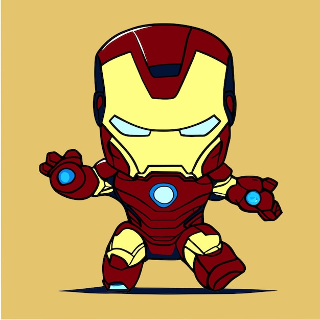 Vecteur un petit dessin à la main réaliste ironman illustration vectorielle plat 2