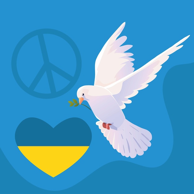 Pigeon et coeur Ukraine pas de guerre