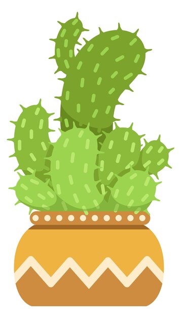 Plante de cactus en pot Icône succulente dessin animé vert