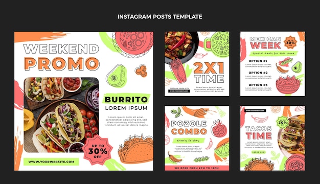 Poste instagram de cuisine mexicaine design plat