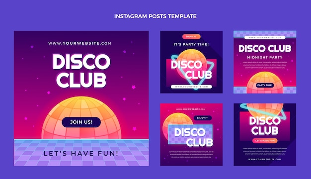 Posts instagram dégradé rétro vaporwave disco party