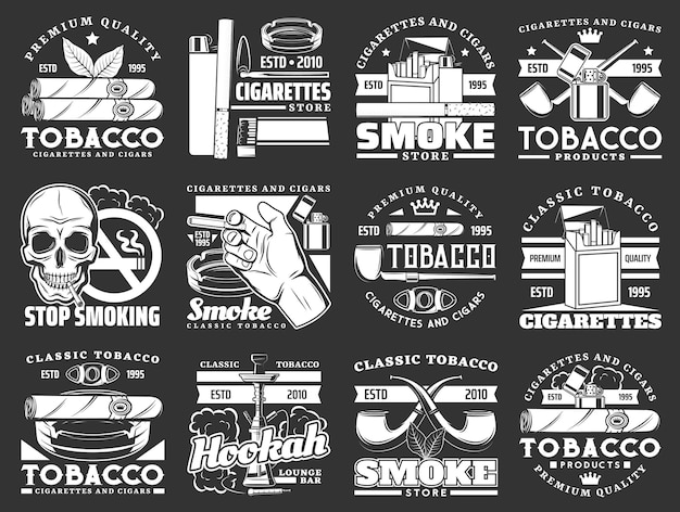 Vecteur produits du tabac de qualité cigares et cigarettes