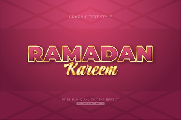 Ramadan Kareem avec effet de texte or et rose