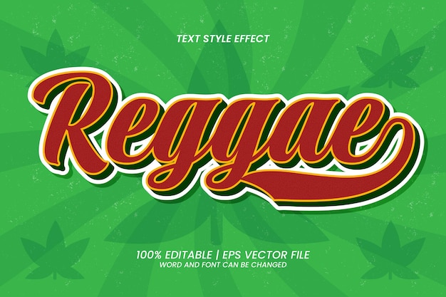 Reggae Effet de texte modifiable Style vintage 3D