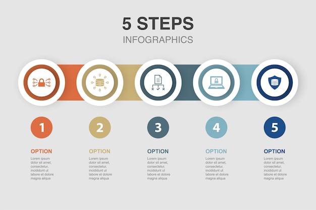 Vecteur règlement sur les données rgpd icônes de protection des données eprivacy modèle de conception infographique concept créatif en 5 étapes