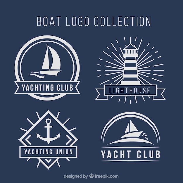 Vecteur sélection de quatre logos de bateaux dans un design plat