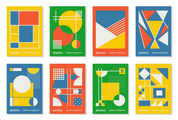 Vecteur set de 8 affiches de design géométrique vintage minimal des années 20