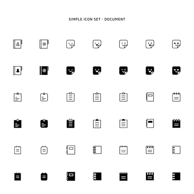 Vecteur set d'icônes simples de documents variés