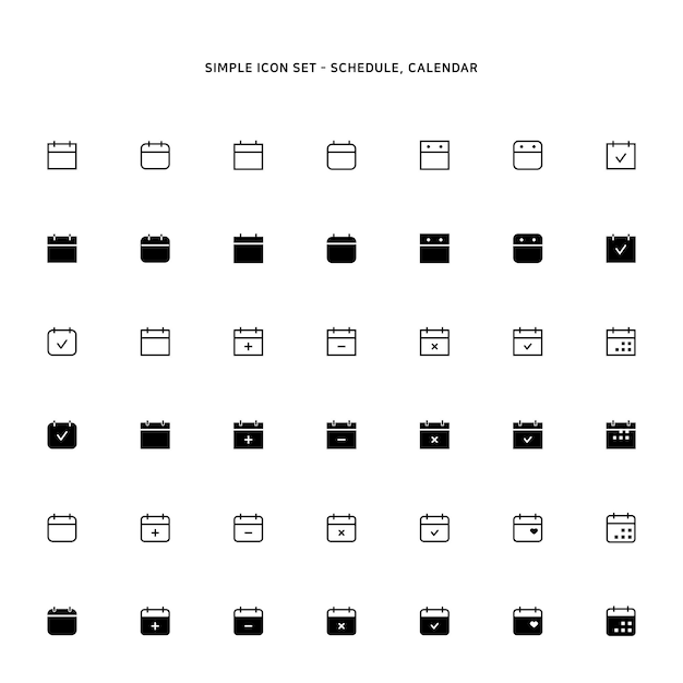 Vecteur set d'icônes simples pour l'horaire et le calendrier