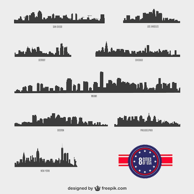 Silhouettes villes américaines vecteur