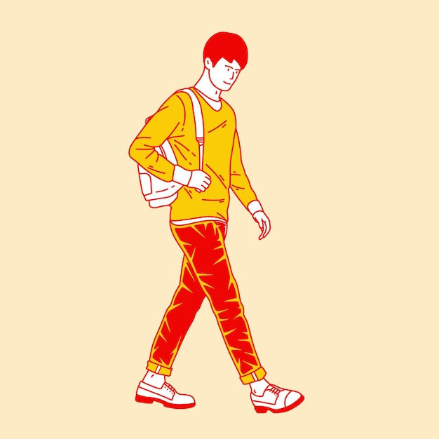 Vecteur une simple illustration de dessin animé d'un homme qui marche 6