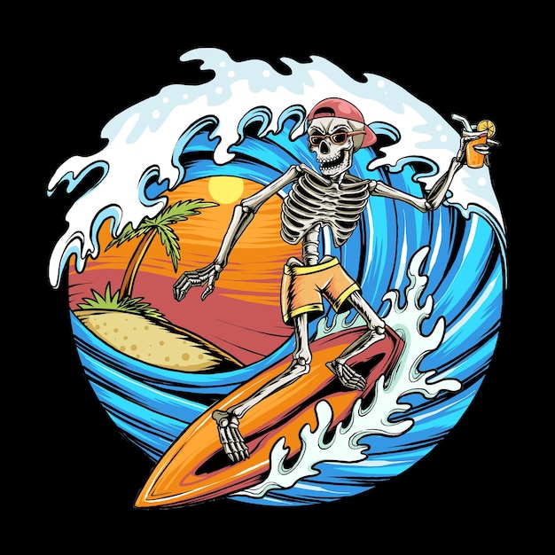 Skull Summer surf sur la plage