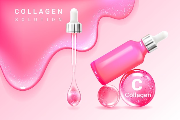 Vecteur solution cosmétique essence de collagène suprême