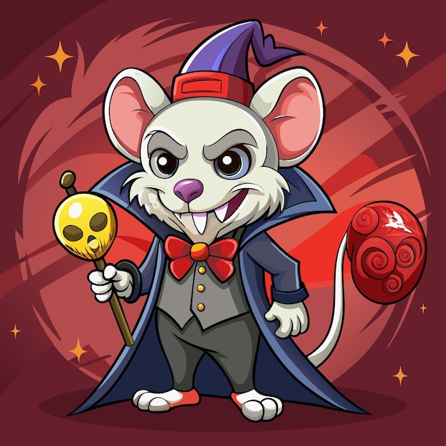 Vecteur une souris drôle en costume d'halloween