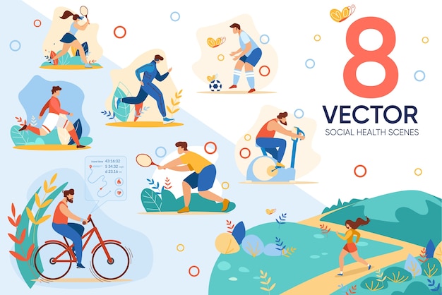 Vecteur sport lifestyle actif a loisir social santé