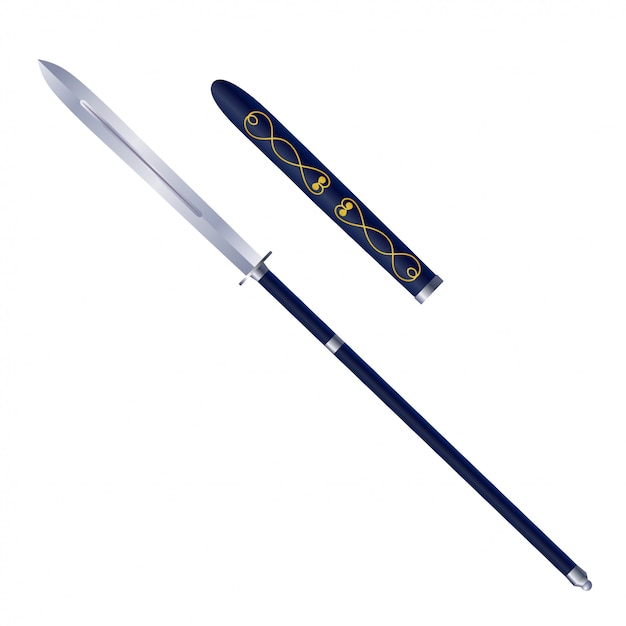 Stock de lances traditionnelles japonaises sur blanc