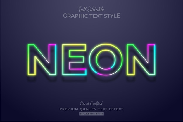 Style de police d'effet de texte modifiable dégradé coloré néon