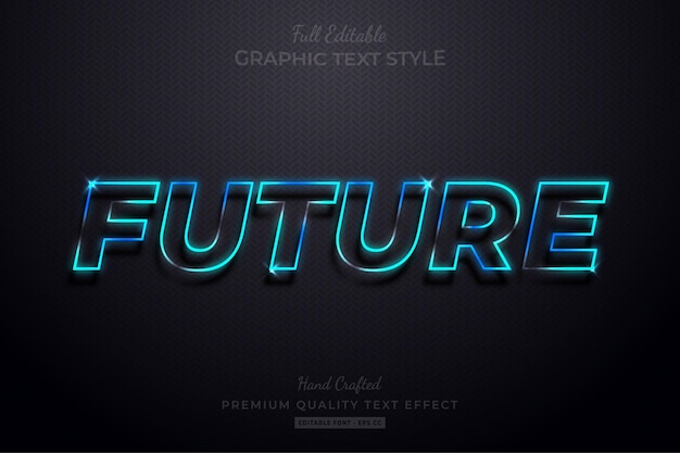 Style de police d'effet de texte modifiable Future Neon Blue Glow