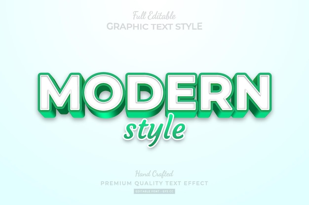 Style de police d'effet de texte premium modifiable de style vert moderne