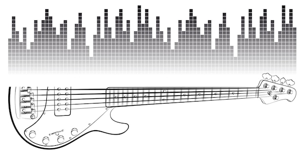 Vecteur le symbole de la guitare électrique avec l'échelle sonore