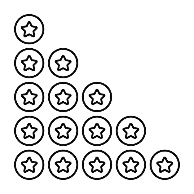 Symboles de classement par étoiles avec 5 étoiles Concepts de niveau d'expérience de rétroaction de qualité Badge isolé pour les infographies de stock de site Web ou d'application