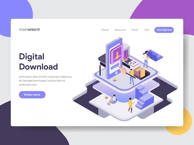 Téléchargement numérique Illustration isométrique pour les pages Web