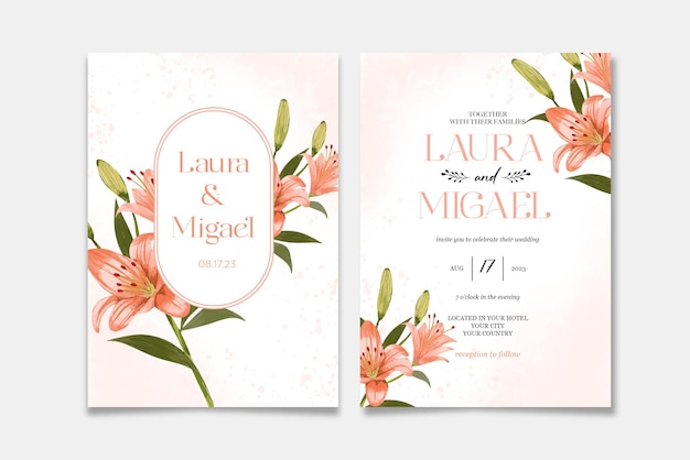 Tender aquarelle d&#39;invitation de mariage floral