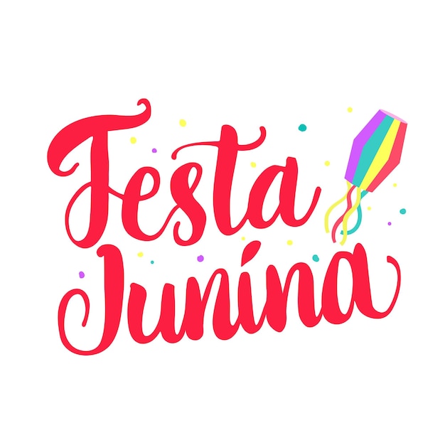 Texte de Festa Junina avec illustration de ballon Vacances d'été brésiliennes traditionnelles Festival de juin