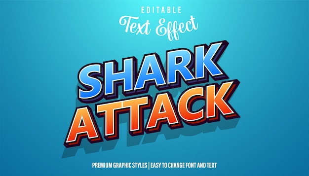 Titre du jeu Shark Attack Style de police d'effet de texte modifiable