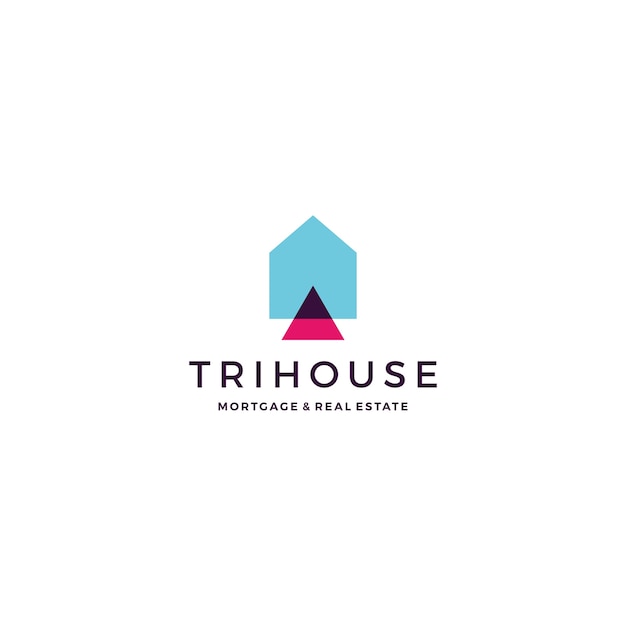 Vecteur trihouse triangle maison immobilier hypothèque logo immobilier