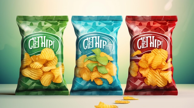 trois sacs de chips avec le mot Gatorade dessus